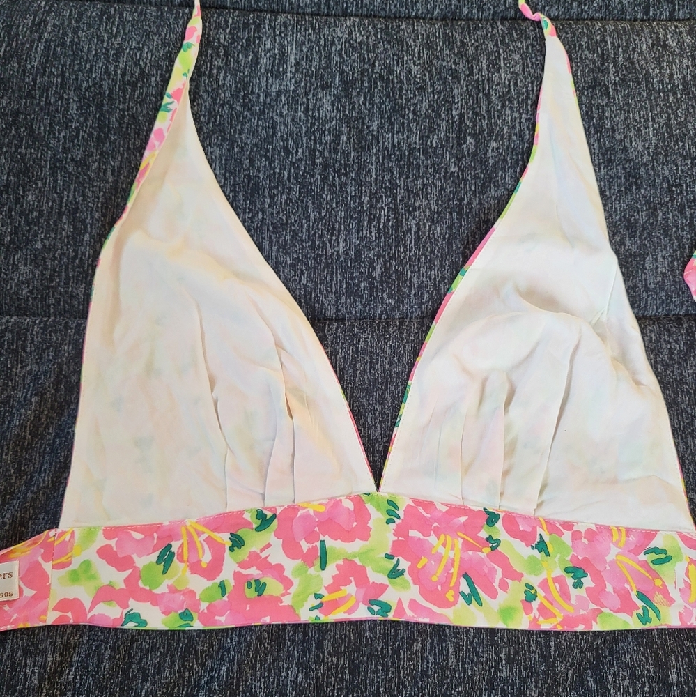 Seven Wonders - Asuka Halter Neck Top in Pink Green Floral Size M - Picture 5 of 5